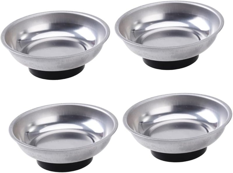 4Pcs Magnetic Stainless Steel Parts Tray Bowl for Tools and Screws Round Holder - Image 1